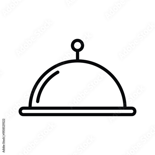 Minimalist Covered Serving Dish Cloche Icon Line Art Illustration