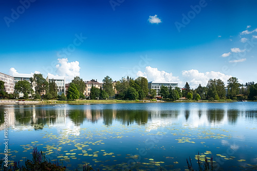 Beautiful summer scenery around Lake Valkeinen in Kuopio, Savonia, Finland. HDR.