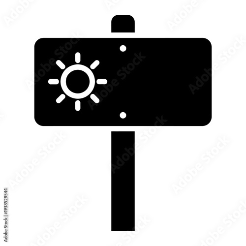 Signpost icon with sun symbol black silhouette minimalist design