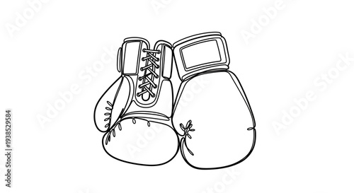 Boxing Gloves Isolated on White Background Line Art