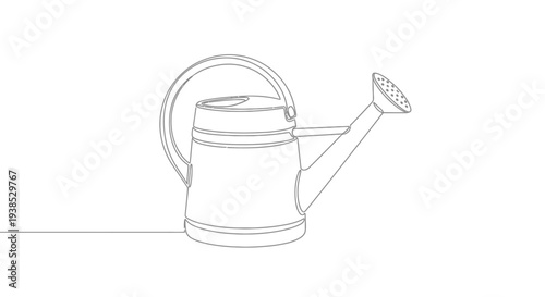 Watering Can Line Art Illustration Isolated on White