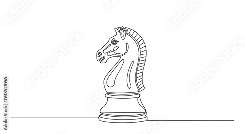 Black and White Knight Chess Piece Isolated on White Background