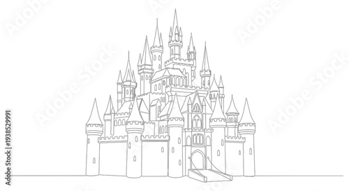 Fantasy Castle Illustration Isolated on White Background
