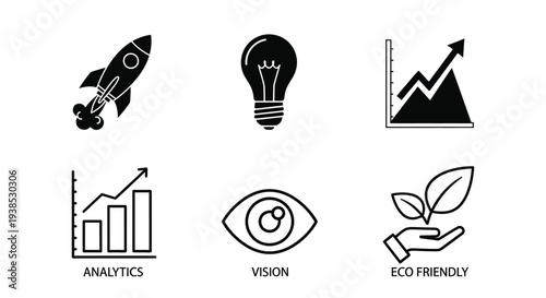 Innovation icons depicting progress ideas and growth a silhouette