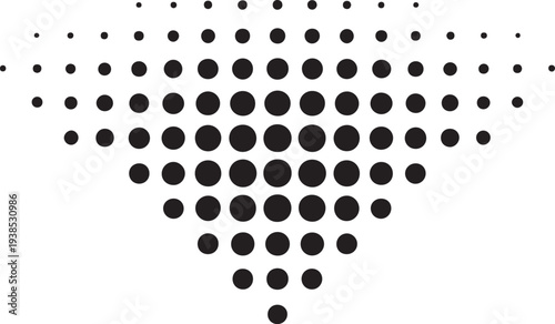 A black and white halftone dot pattern forming an interesting downward pointing triangular shape