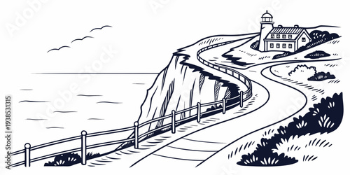 A detailed illustration of a dragon's head emerging from a rocky cliff. Vector