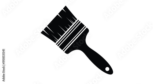 A simple black paintbrush depiction on a white background silhouette