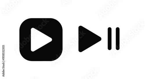 Play and pause icons in black a simple digital illustration silhouette