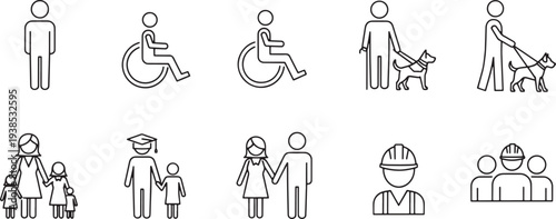 Diverse people icons and characters.