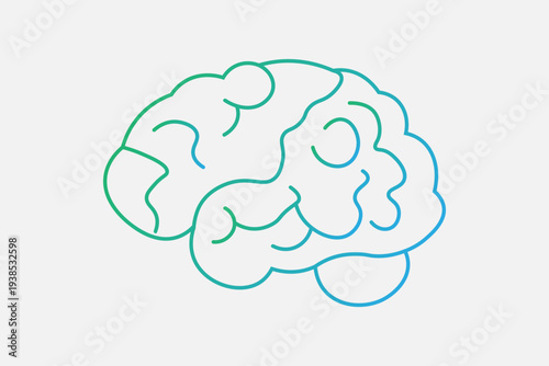 The image features a stylized outline of a human brain set against a light gray or off-white background.