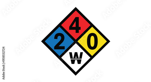 Hazard diamond with numbers and letter warning of potential dangers silhouette