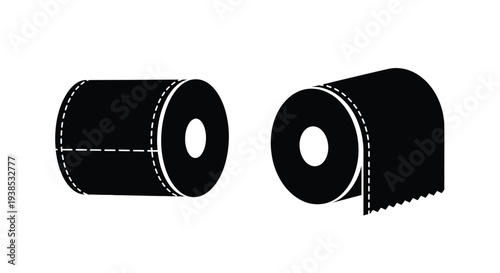 Three rolls of toilet paper depicted as a stark black silhouette