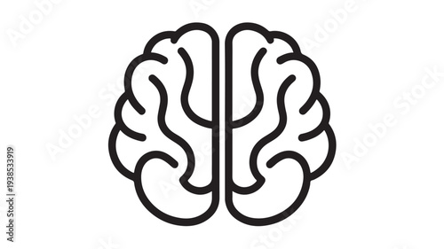Minimalist Vector Icon of a Human Brain Representing Mental Health Intelligence and Neurological Science