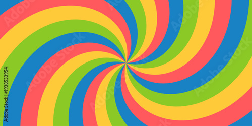 abstract rainbow swirl vector background. Vibrant colorful spiral waves and flowing curved lines creating a dynamic liquid motion. 