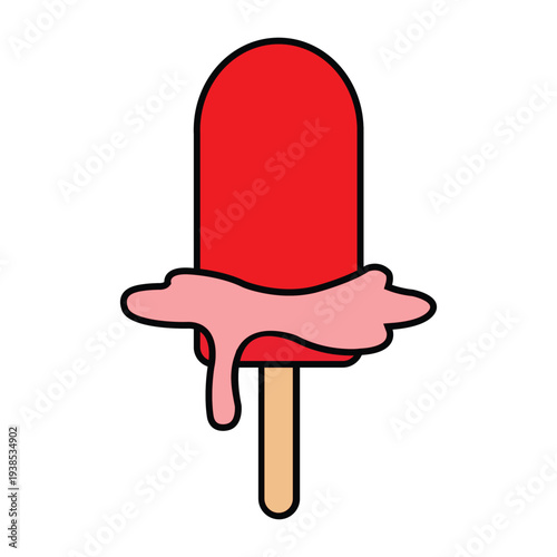 Vector illustration of a strawberry popsicle