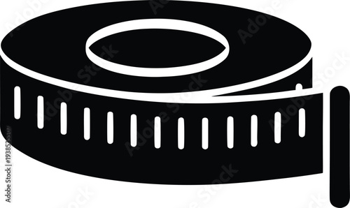 tape measure silhouette vector art illustration, black and white design
