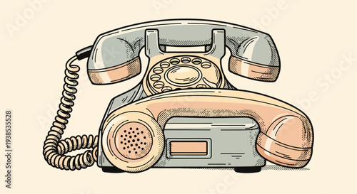 Vintage rotary phone with receiver.