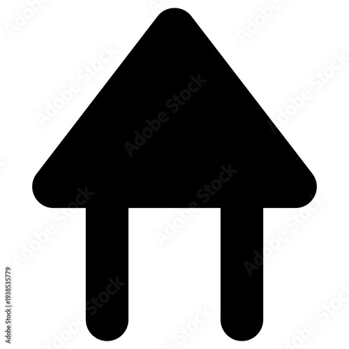 Black Home Icon Upward Arrow Isolated on White Background