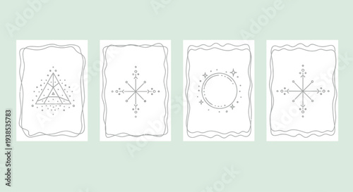 Esoteric Symbols Set: Triangle, Compass, Circle, Line - Mystic Geometric Design