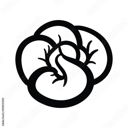 Minimalist Abstract Organic Coiled Floral Knot Vector Illustration