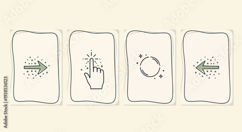 Digital Interface Icons: Swipe Left/Right, Tap, and Select Elements