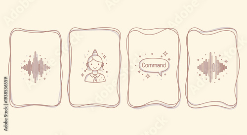Soundwave and Command Icon Set, Voice Recognition, Digital Assistant, Communication