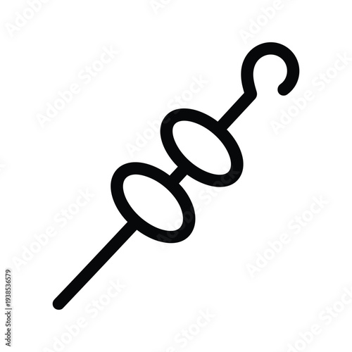 Minimalist Skewer Icon Black Outline Vector for Food Menu and Street Food Design