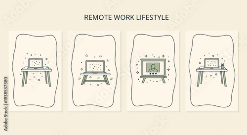 Remote Work Lifestyle: Illustrations of Home Office Setups