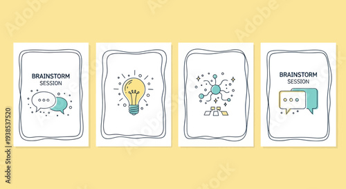 Brainstorm Session Icons: Idea Generation, Collaboration, Innovation, Communication