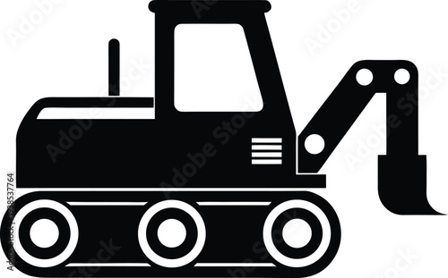 trencher machine silhouette vector art illustration, black and white design
