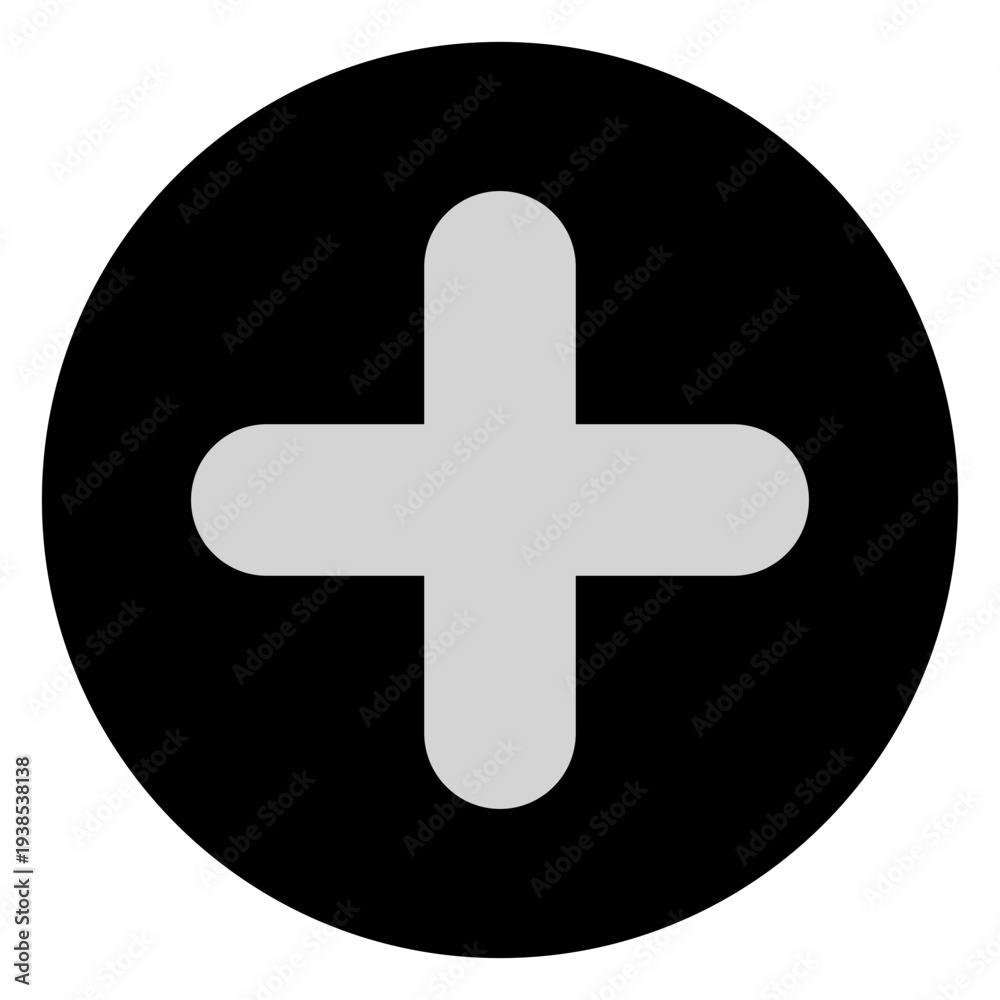 Obraz premium Plus Symbol Icon in Black Circle – Add and Create New Button for User Interface