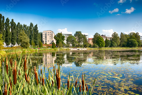 Beautiful summer scenery around Lake Valkeinen in Kuopio, Savonia, Finland. HDR.