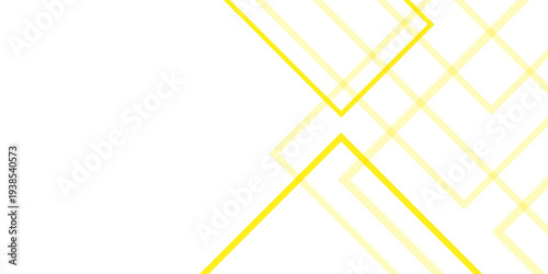 Abstract Yellow Geometric Line Background with Minimalist Diamond Shapes on White Background