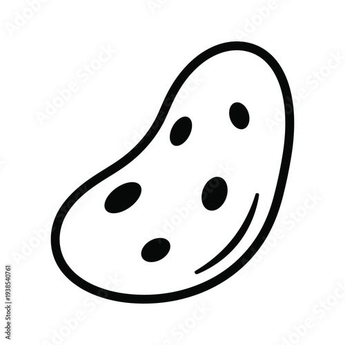 Artist Palette Minimalist Line Art - Black and White Graphic Illustration of Painter's Palette Tool