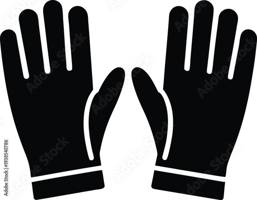 work safety gloves silhouette vector art illustration, black and white design
