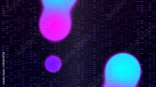 Abstract Neon Bubbles Floating in Digital Space.