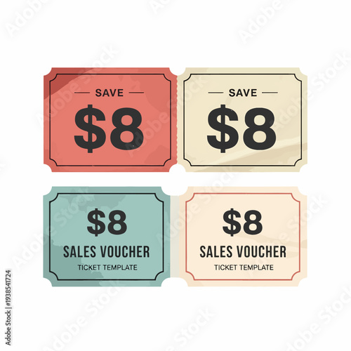 Exclusive promotional voucher ticket giving you $8 off instantly at checkout