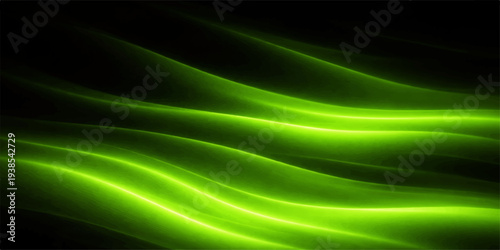 Smooth flowing green and blue waves create an abstract motion design with soft curves and a light energy texture for a wavy art wallpaper background