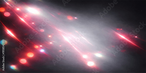 An abstract night background features a glowing explosion of colorful stars and bright motion effects, creating a shiny space design perfect for a holiday celebration or disco art illustration