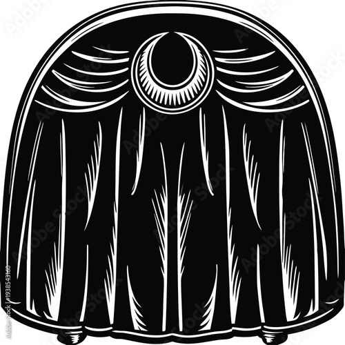 Vector illustration of a black moon phase curtain