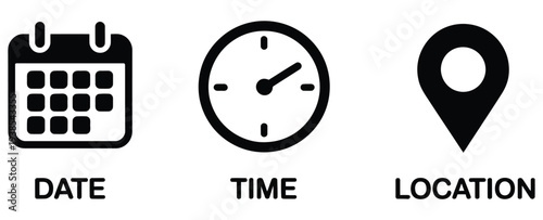 Date time location interface appointment marker icon collection for schedule management, map navigation, and professional meeting booking system design