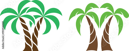Tropical Palm Trees Flat Vector Illustration
