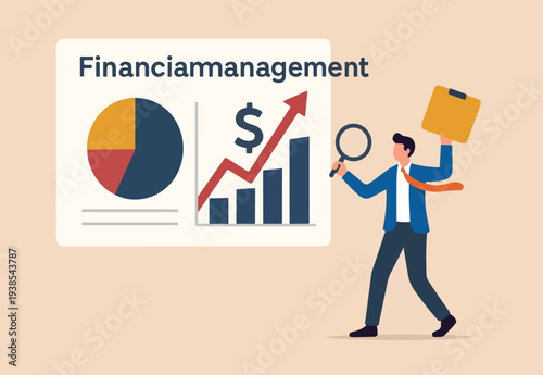 Financial management, planning and control financial resources to maximize profit and revenue, capital, credit and cash management concept, businessman analyze financial resource with growth profit