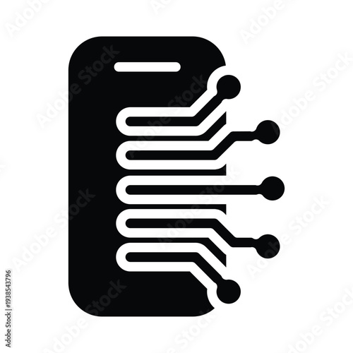smartphone with circuit solid icon vector design good for web or mobile app