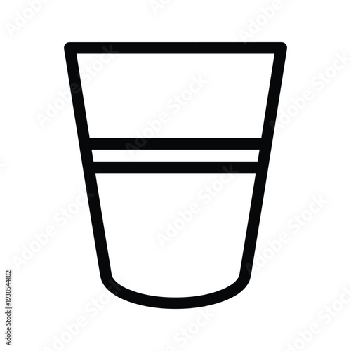 Minimalist Drinking Glass Line Art Illustration - Black and White Vector Icon