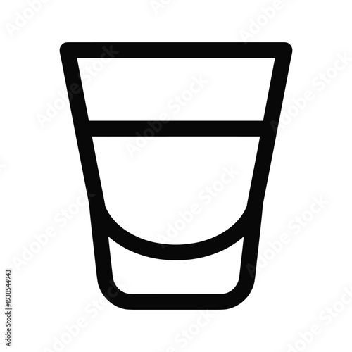 Minimalist Shot Glass Icon - Black and White Vector Illustration of Alcoholic Beverage Glass
