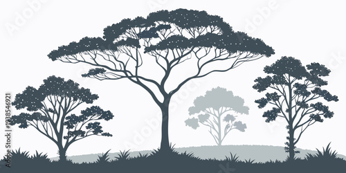 Silhouette of trees on a plain background Vector