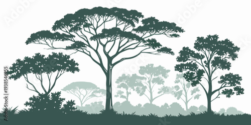 Silhouette of trees on a plain background Vector