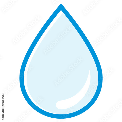 Water drop flat design icon representing water resource, hydration and clean environment