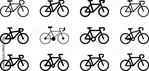 Bicycle Icon. Cycling, Mountain Bike, Racing Bike, Ride, Sport, Transport - Stock Vector